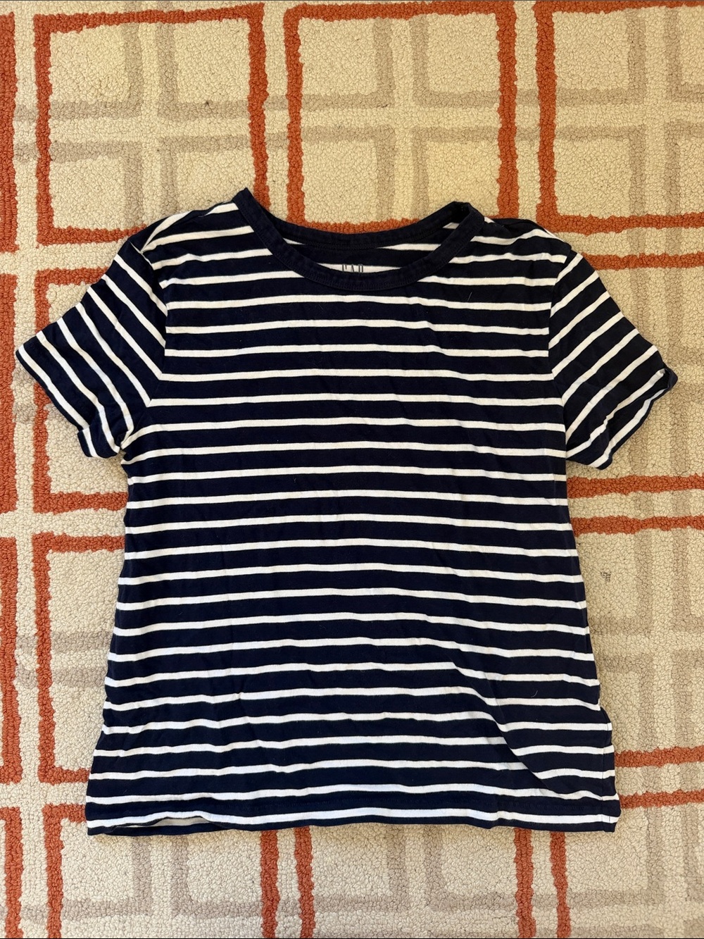 Navy & White Striped Short Sleeve Tee